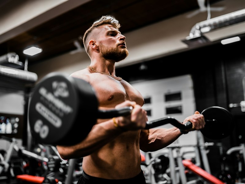 Man doing a barbell curl
